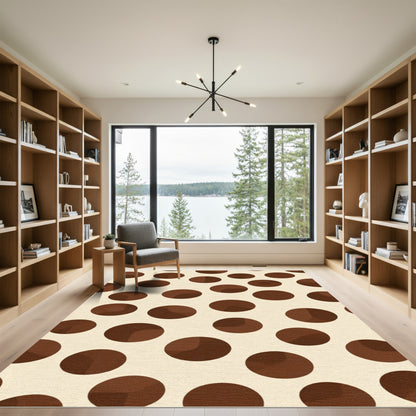 Brown Cream Polka Dot Rounds Rug