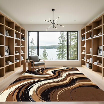 Chocolate Swirl Abstract Rug