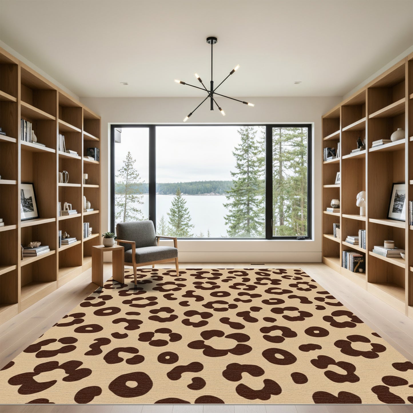Trendy Beige Leopard Spots Rug