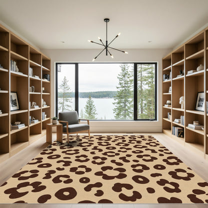 Trendy Beige Leopard Spots Rug