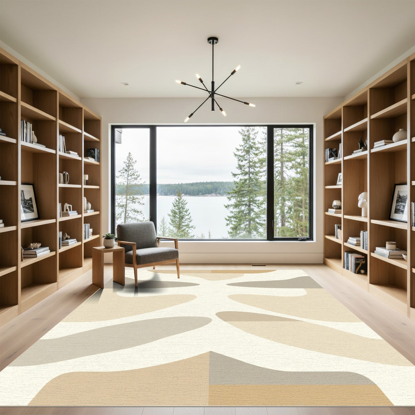 Cream Beige Abstract Organic Shapes Rug