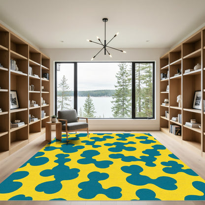 Teal Blob Yellow Organic Seamless Rug