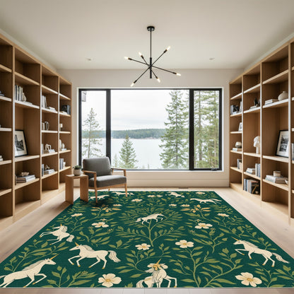 Enchanted Forest Unicorn Floral Arrangement Rug