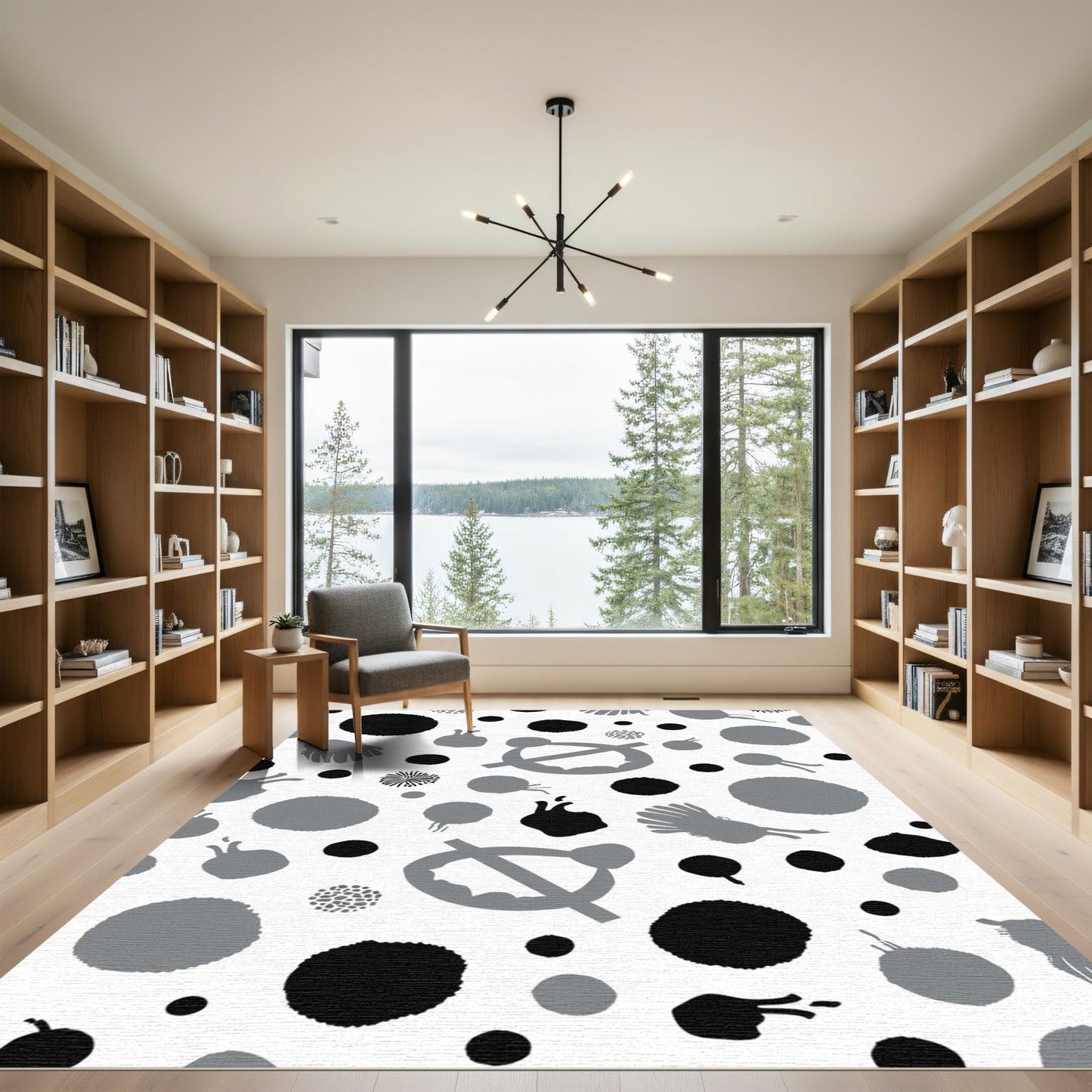 Monochromatic Abstract Sprinkle Scattered Graphic Rug