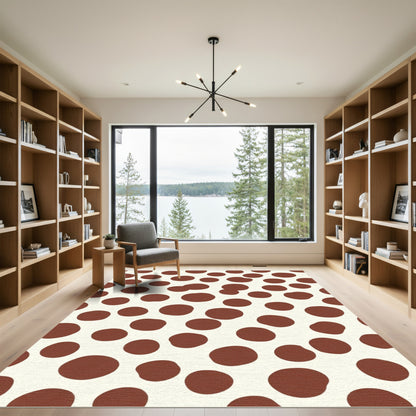 Brown Circles Cream Background Rug