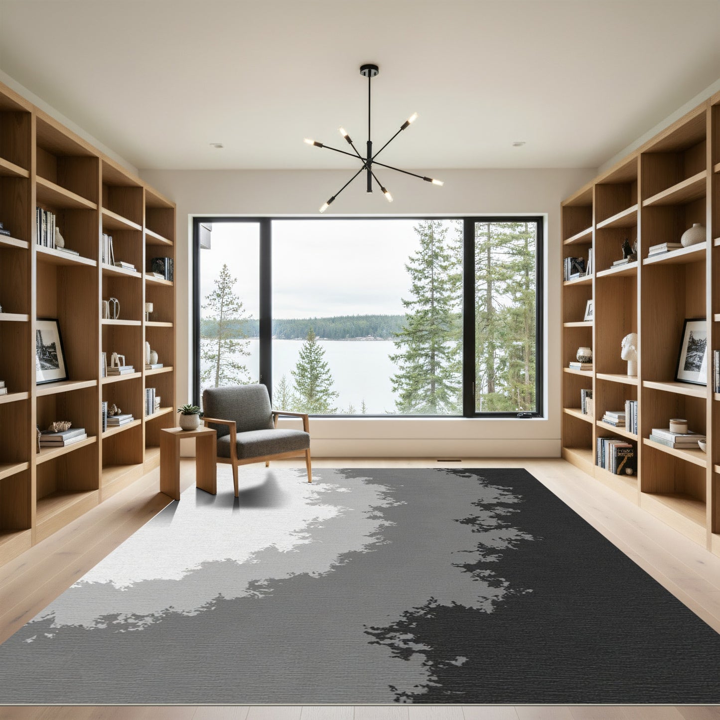 Subtle Gray Jagged Gradient Rug