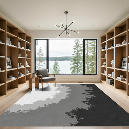 Subtle Gray Jagged Gradient Rug