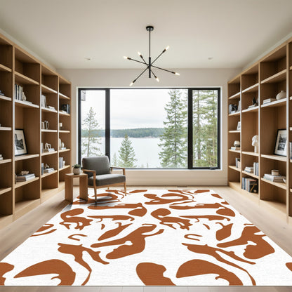Brown White Abstract Spots Rug