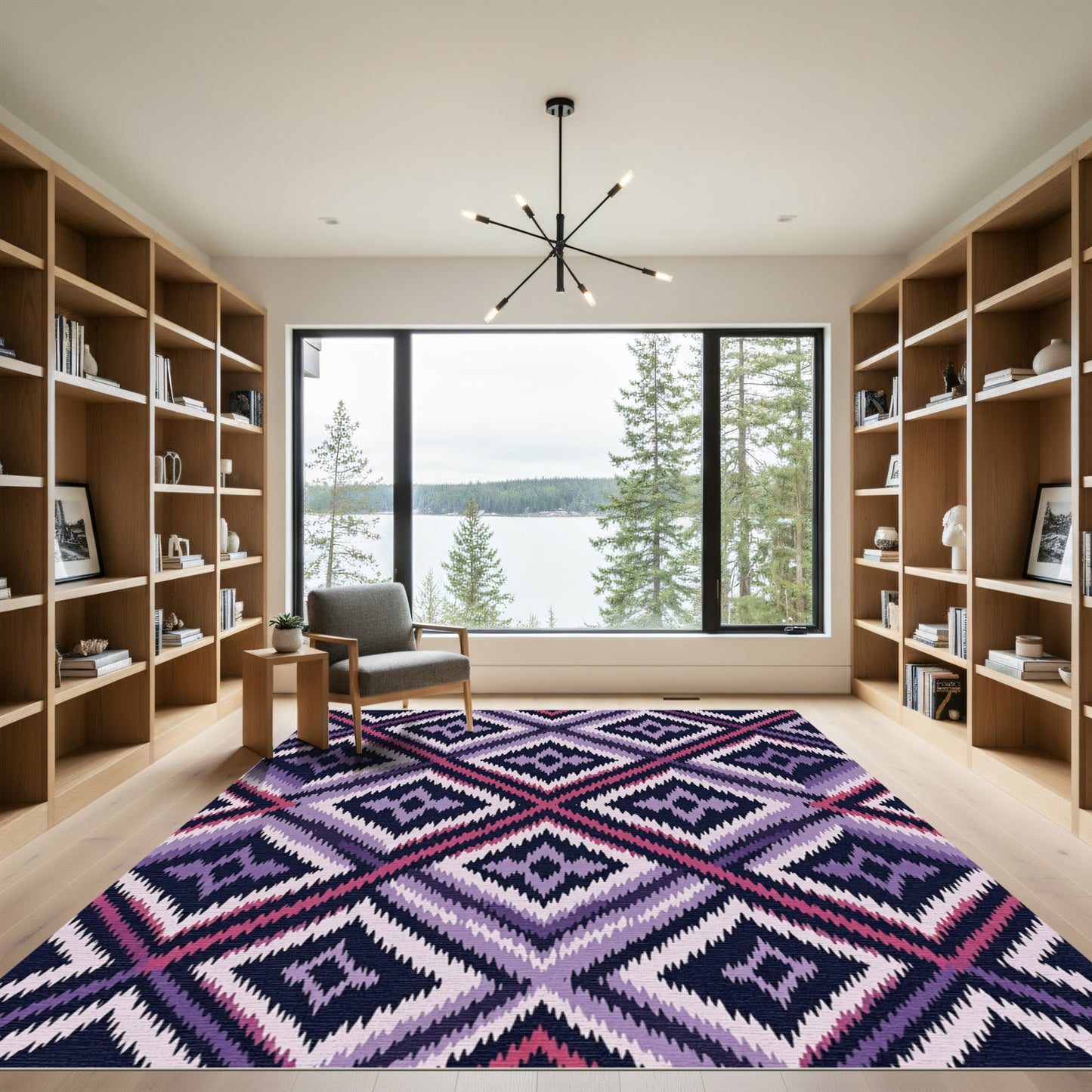 Purple Diamond Jagged Tribal Rug
