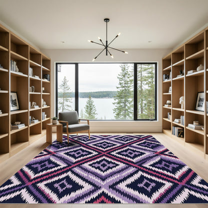 Purple Diamond Jagged Tribal Rug