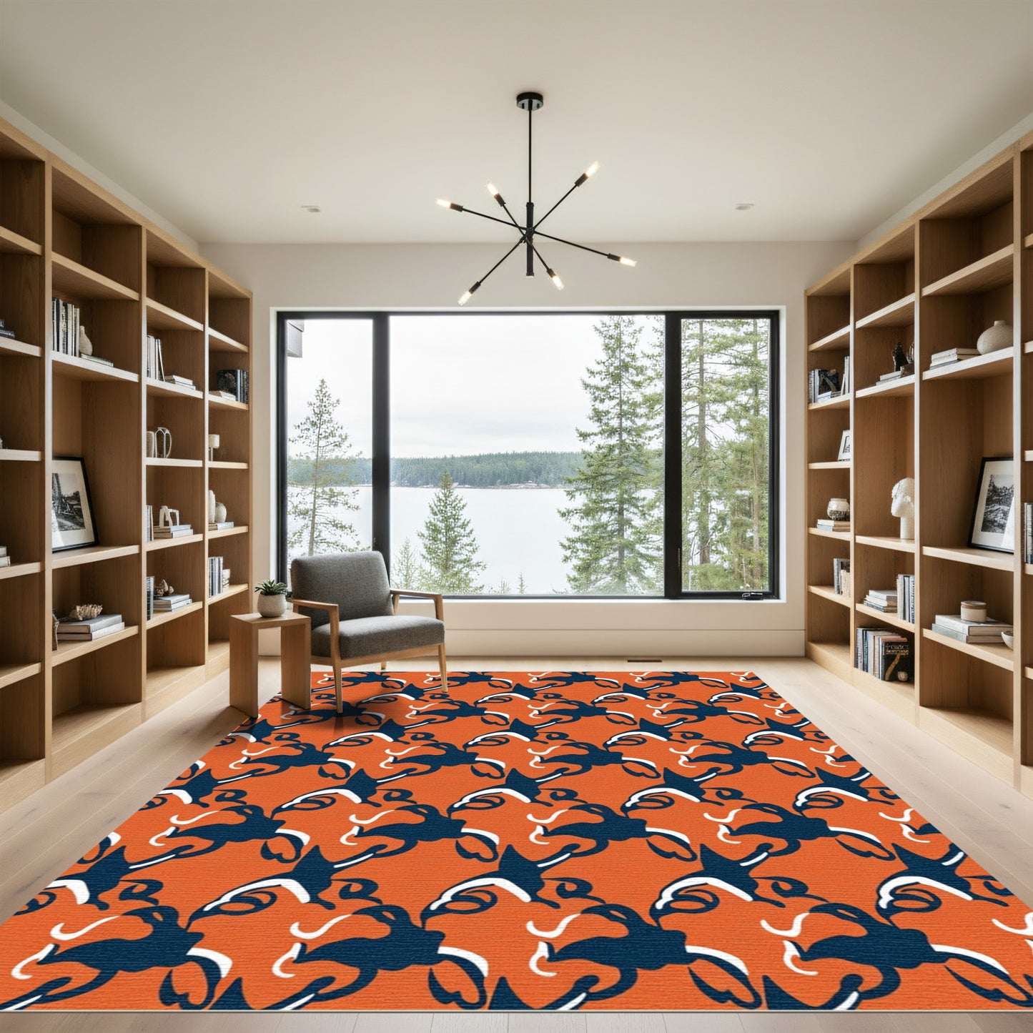 Orange Blue Abstract Swirls Rug
