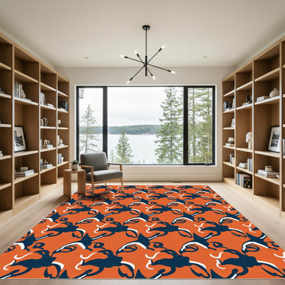 Orange Blue Abstract Swirls Rug
