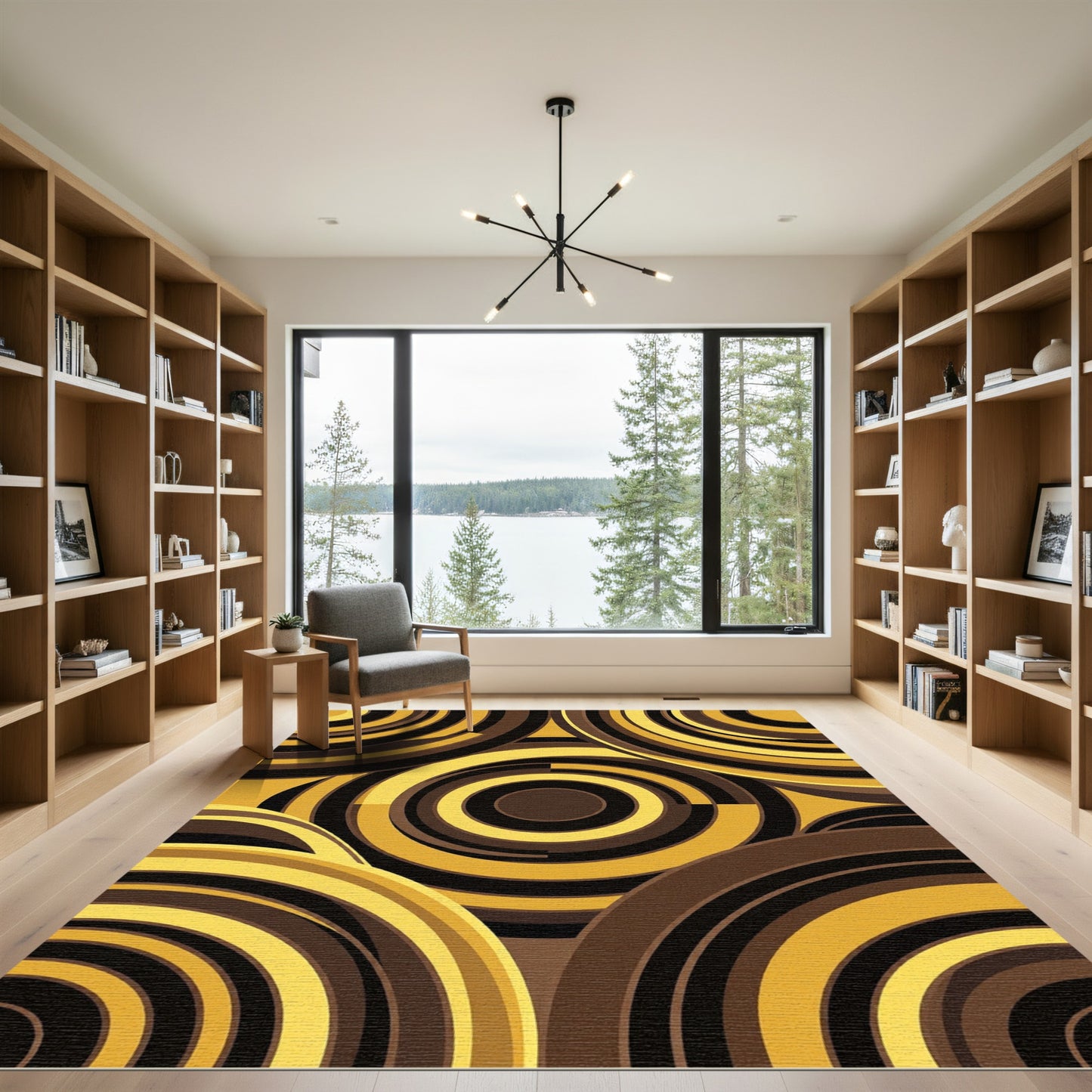 Retro Ochre Circular Overlap Rug