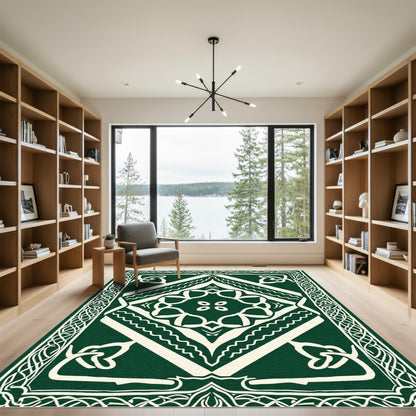 Emerald Cream Celtic Knot Medallion Rug