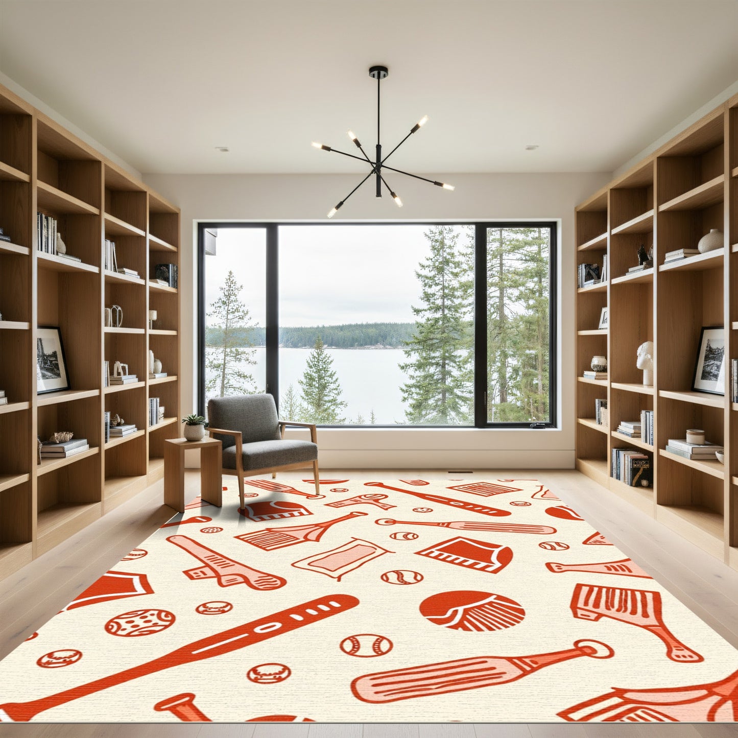 Red Baseball Theme Collection Rug