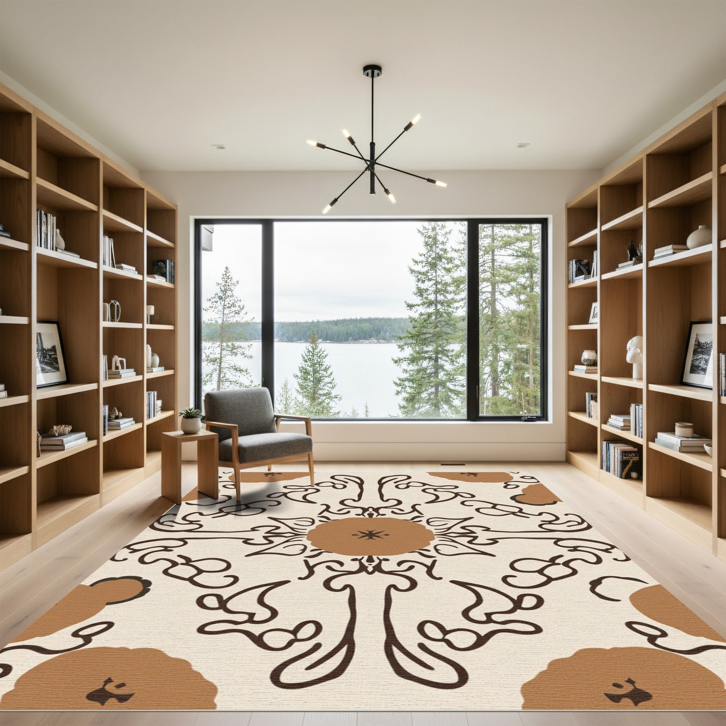 Brown Floral Medallion With Swirls Rug