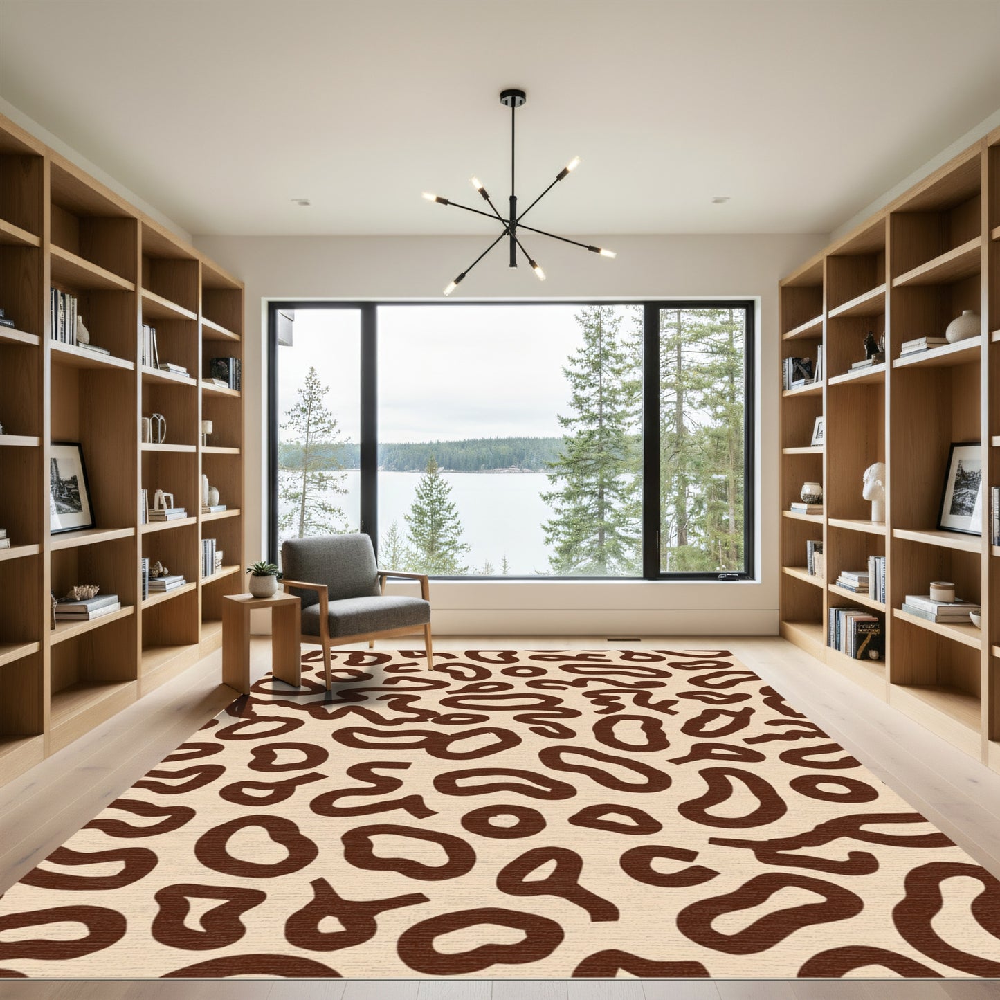 Earthy Brown Abstract Animal Spots Rug