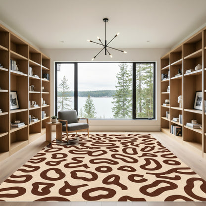 Earthy Brown Abstract Animal Spots Rug