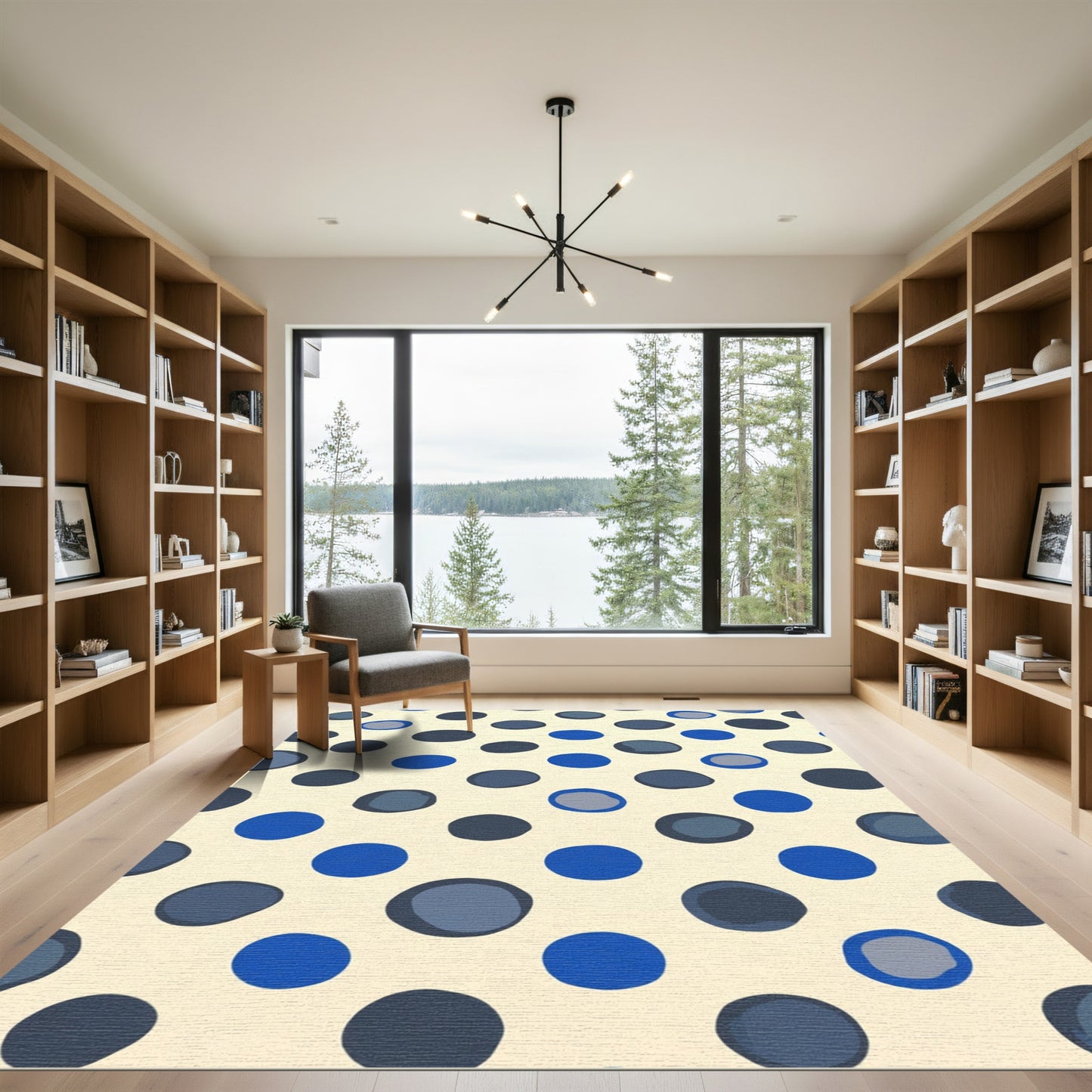 Navy And Royal Blue Dot Oval Rug