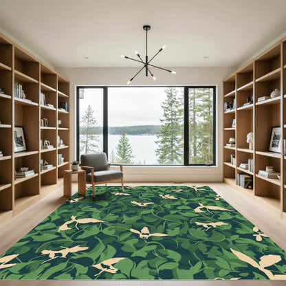 Tuscan Green Leaf Dragonfly Vignette Rug