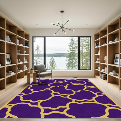 Deep Purple Gold Cloud Abstract Rug