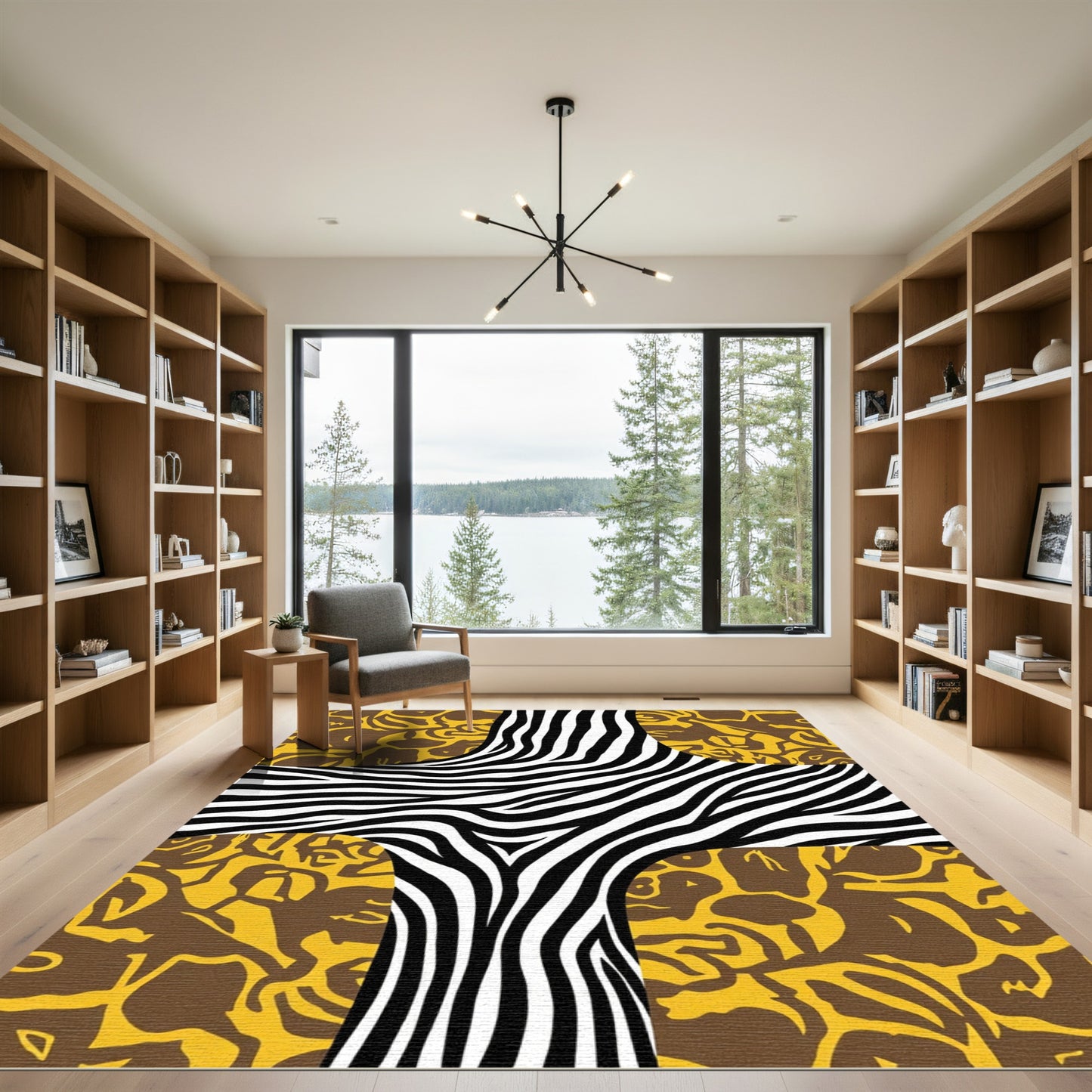 Zebra Stripe Yellow Abstract Wild Rug