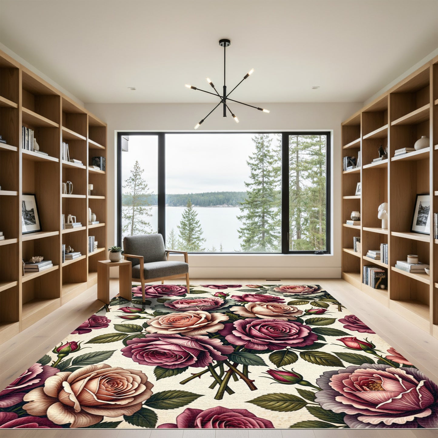Elegant Romantic Rose Bouquet Arrangement Rug