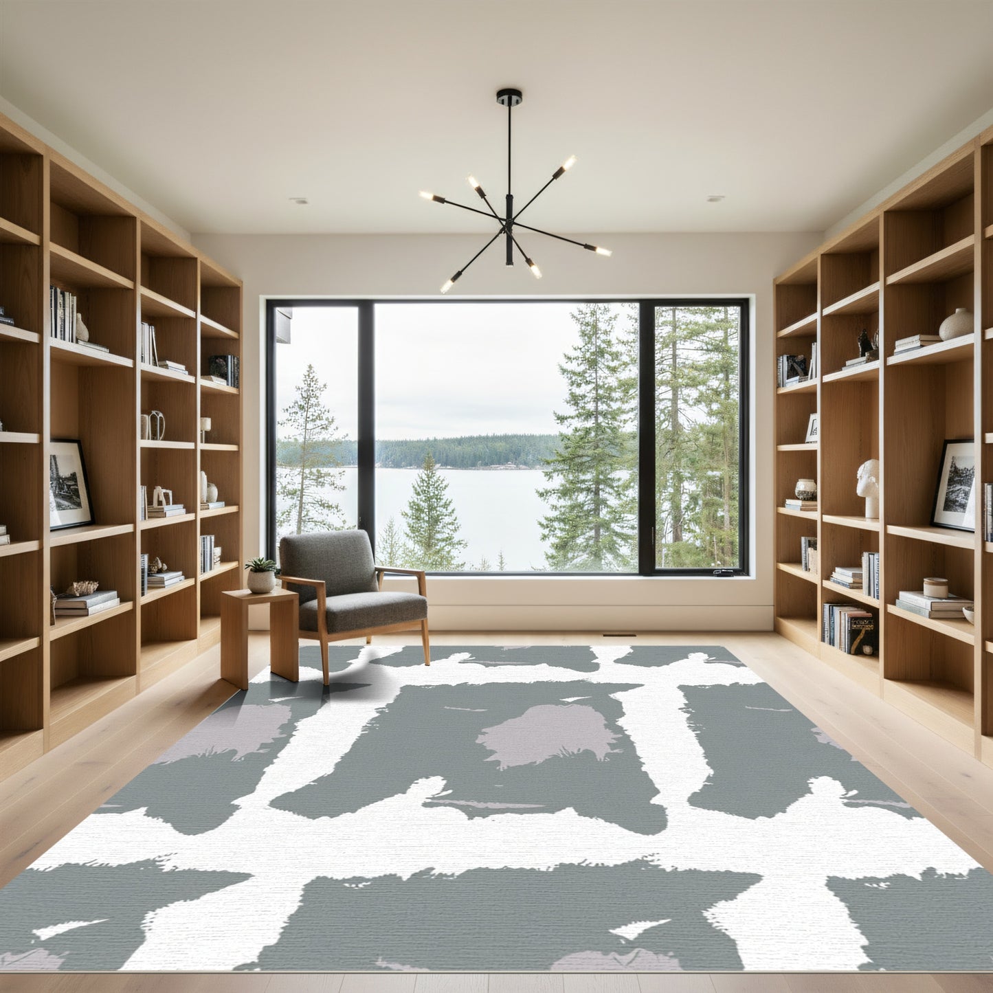 Gray Wash Abstract Strokes Rug