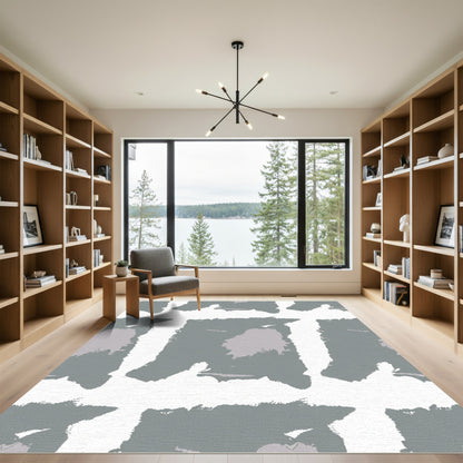 Gray Wash Abstract Strokes Rug