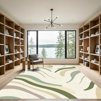 Earthy Tones Flowing Abstract Swirls Rug