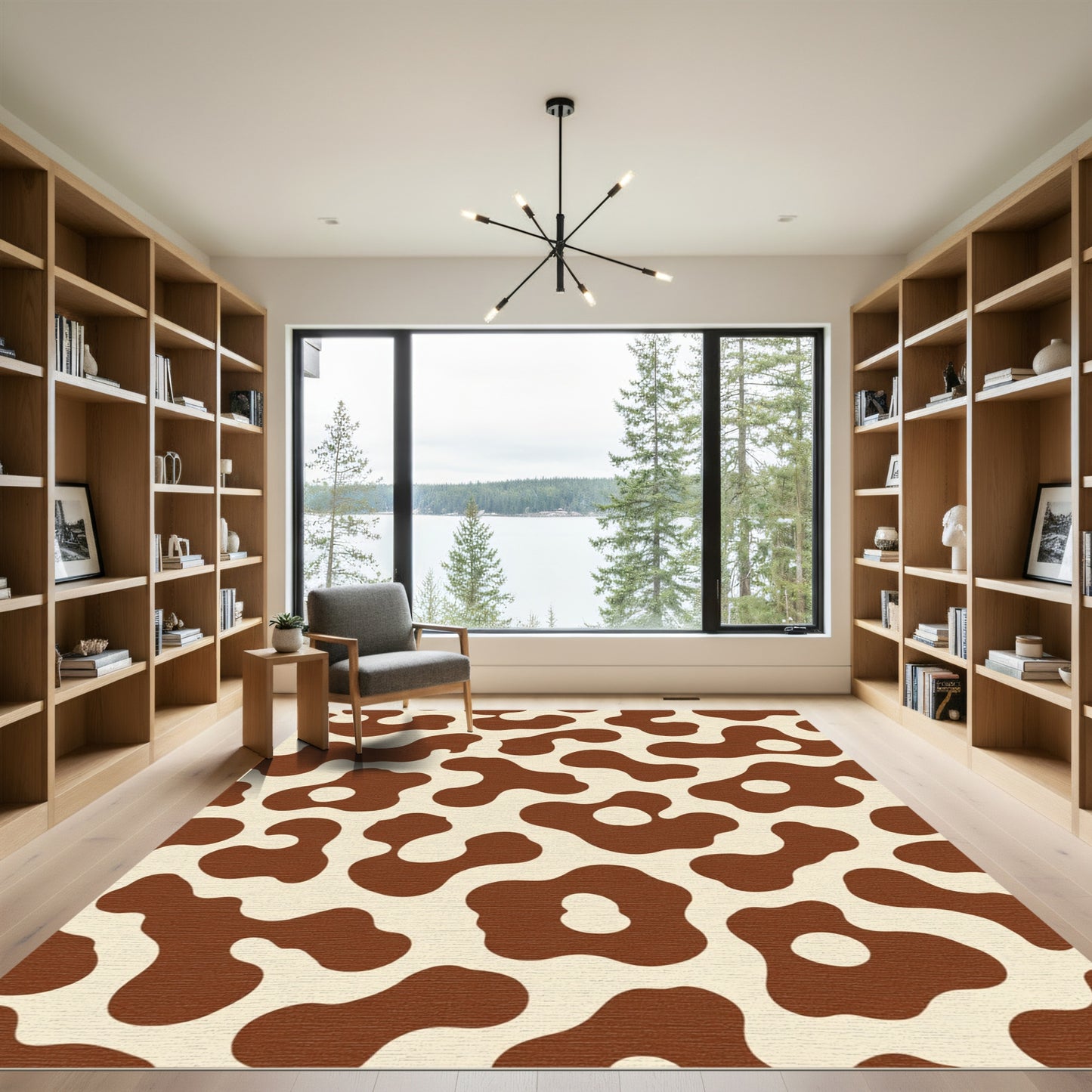 Brown Cream Abstract Spots Rug