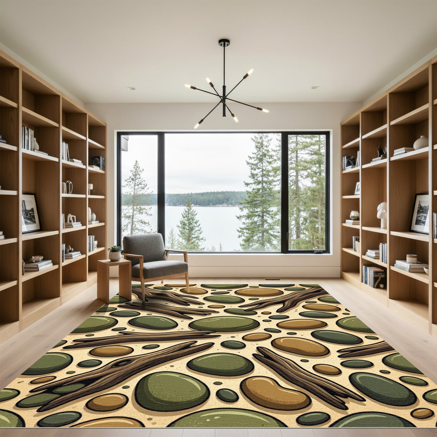 Natural Wood Driftwood Riverstone Rug