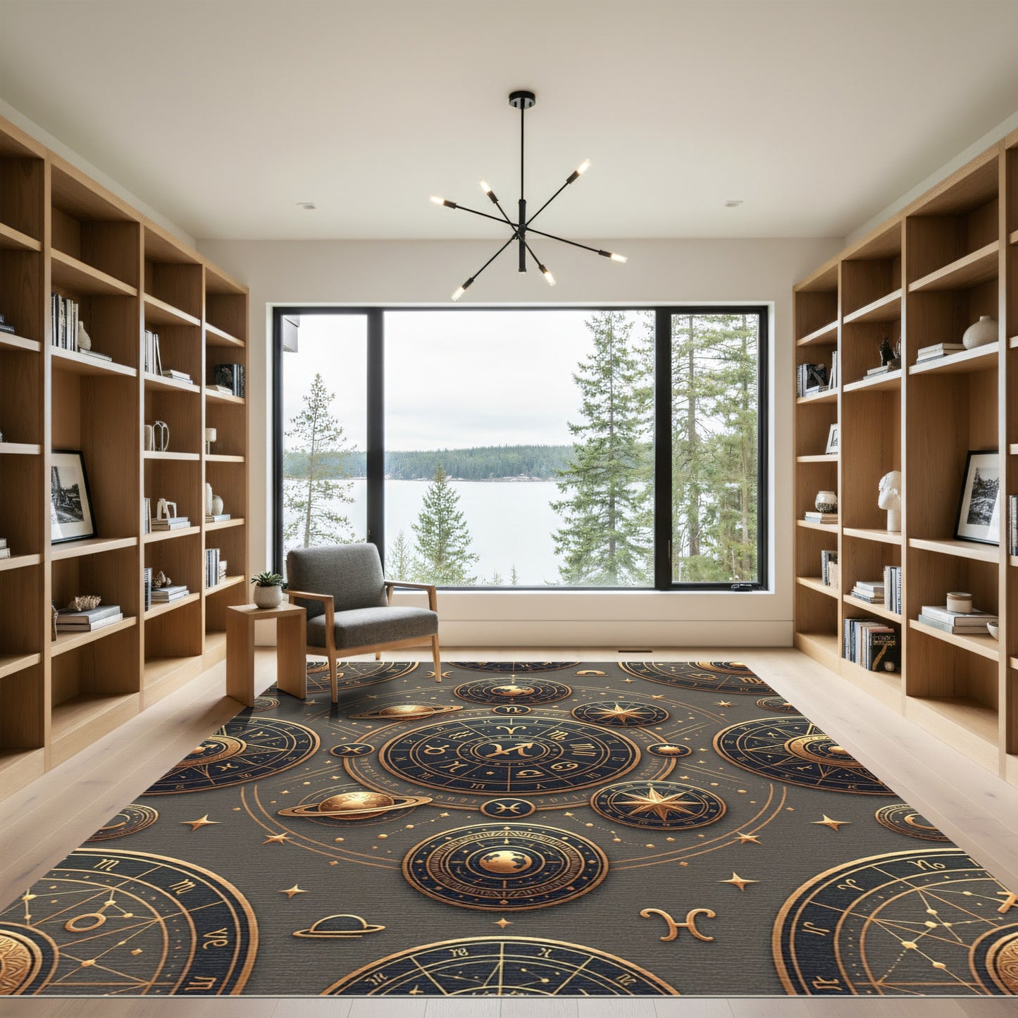 Celestial Golden Astrology Zodiac Constellation Rug