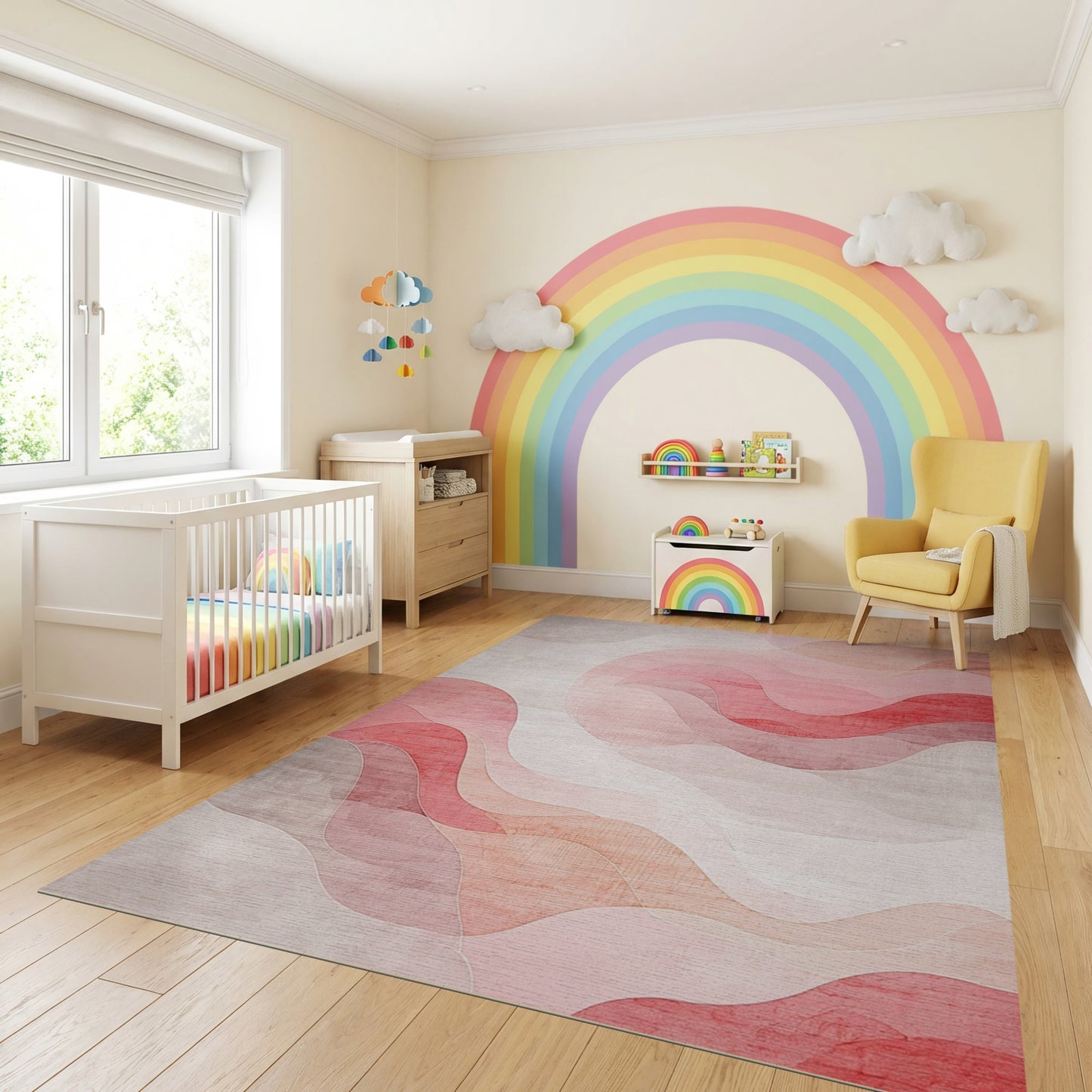 Modern Wavy Blush Tones Rug