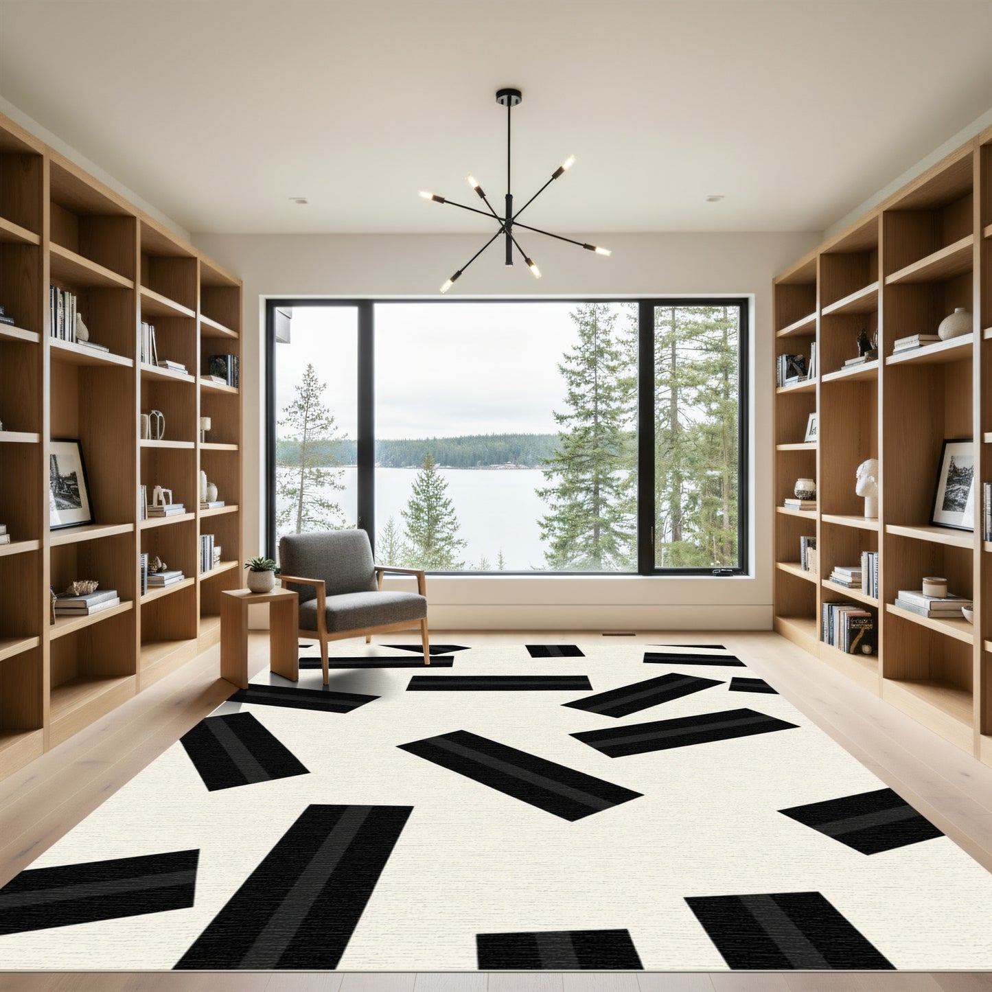 Black and Gray Parallel Lines Rug