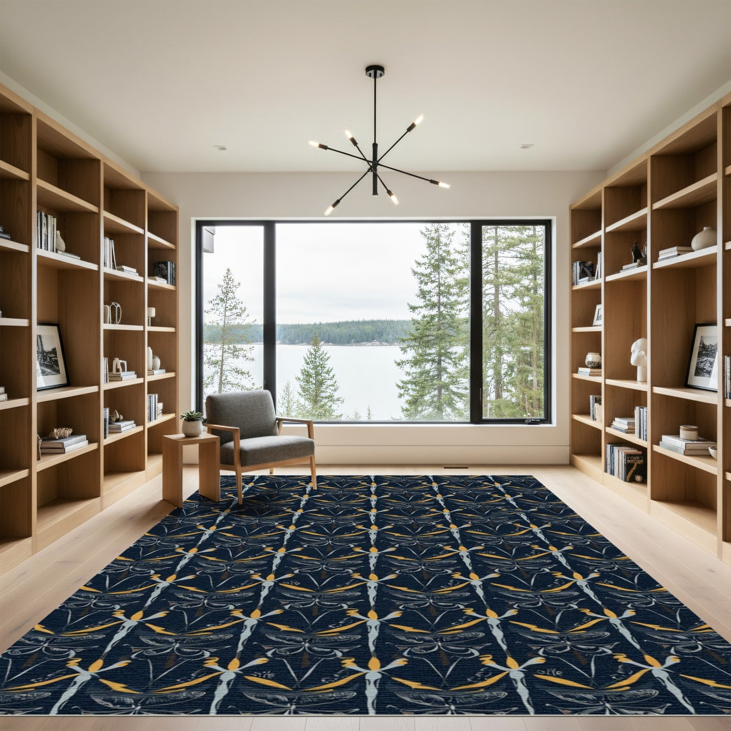 Dark Dragonfly Geometric Repeating Arrangement Rug