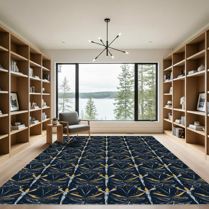 Dark Dragonfly Geometric Repeating Arrangement Rug