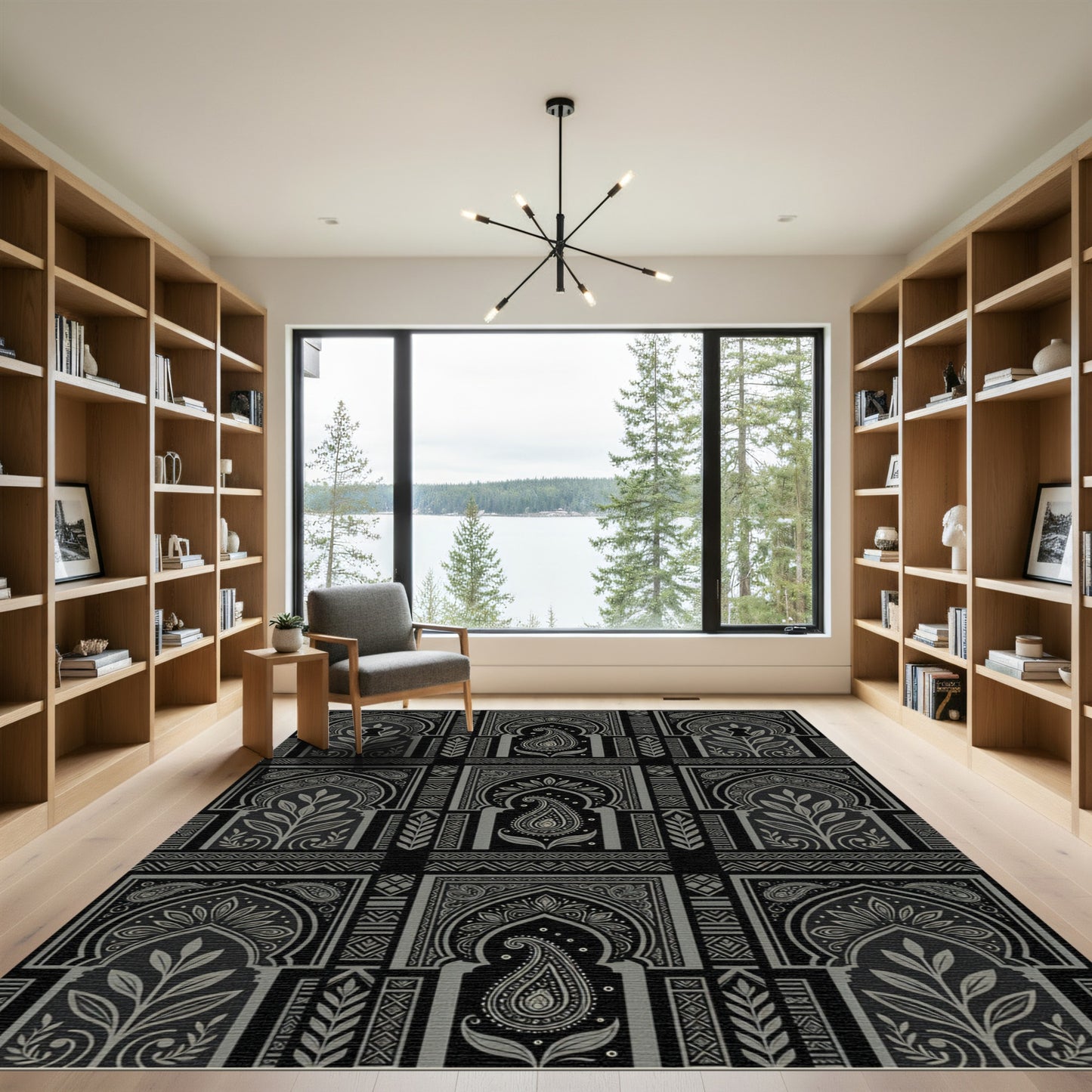 Ornate Gray Paisley Archway Collage Rug
