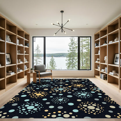Abstract Circles Mint Yellow Grey Rug