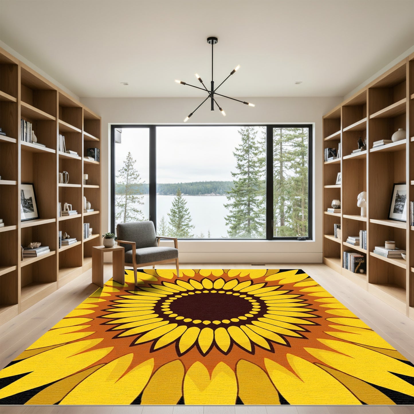 Golden Yellow Sunflower Petal Radiance Rug