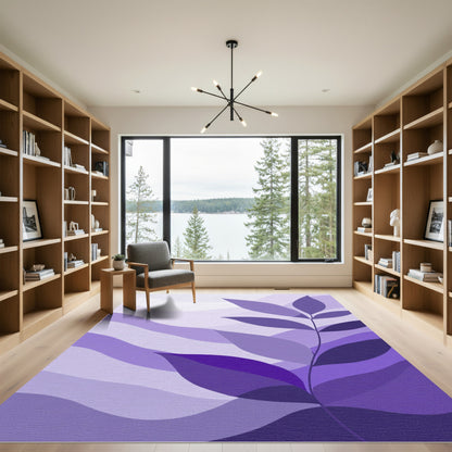 Purple Leafy Wave Layers Rug