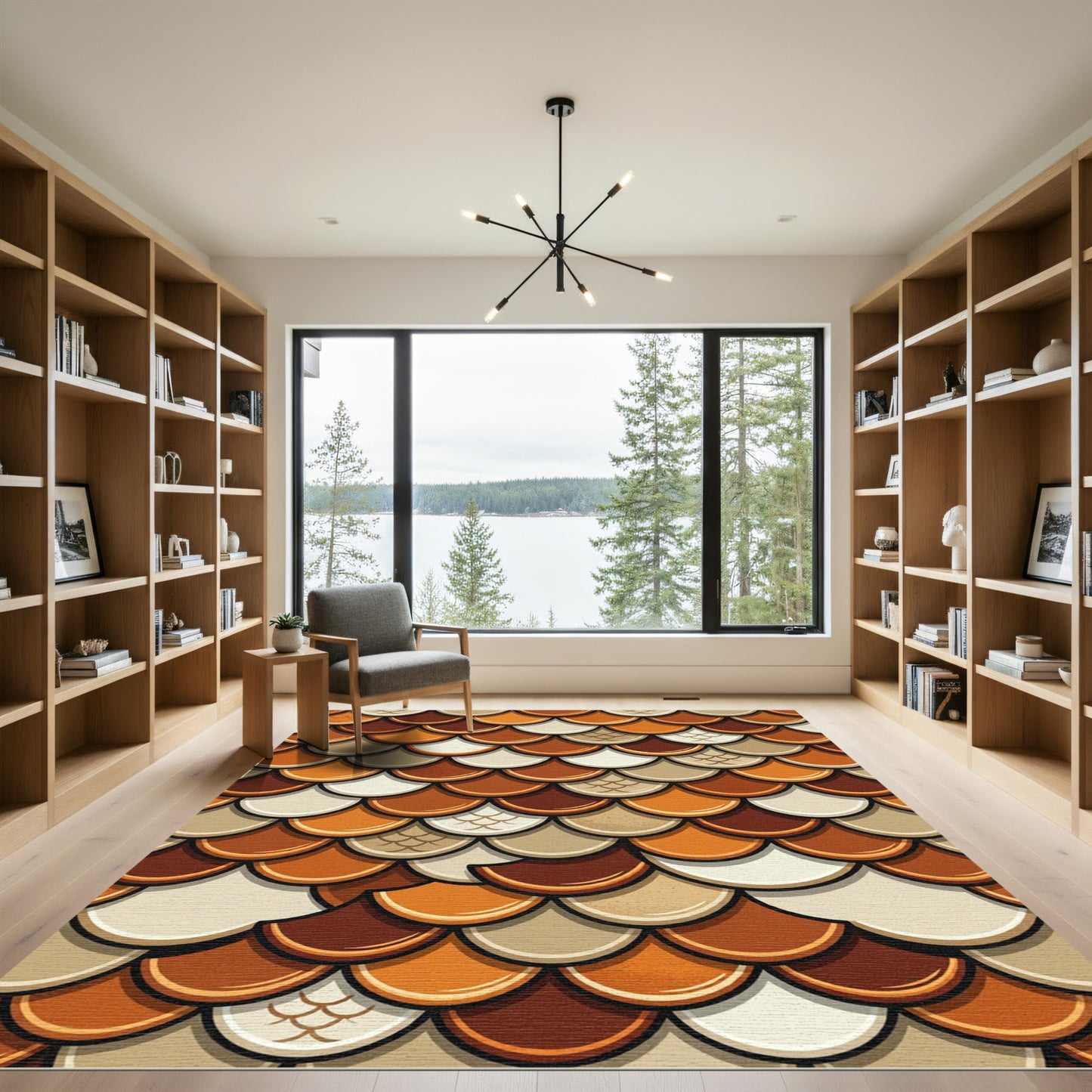 Earthy Tone Scallop Overlay Rug