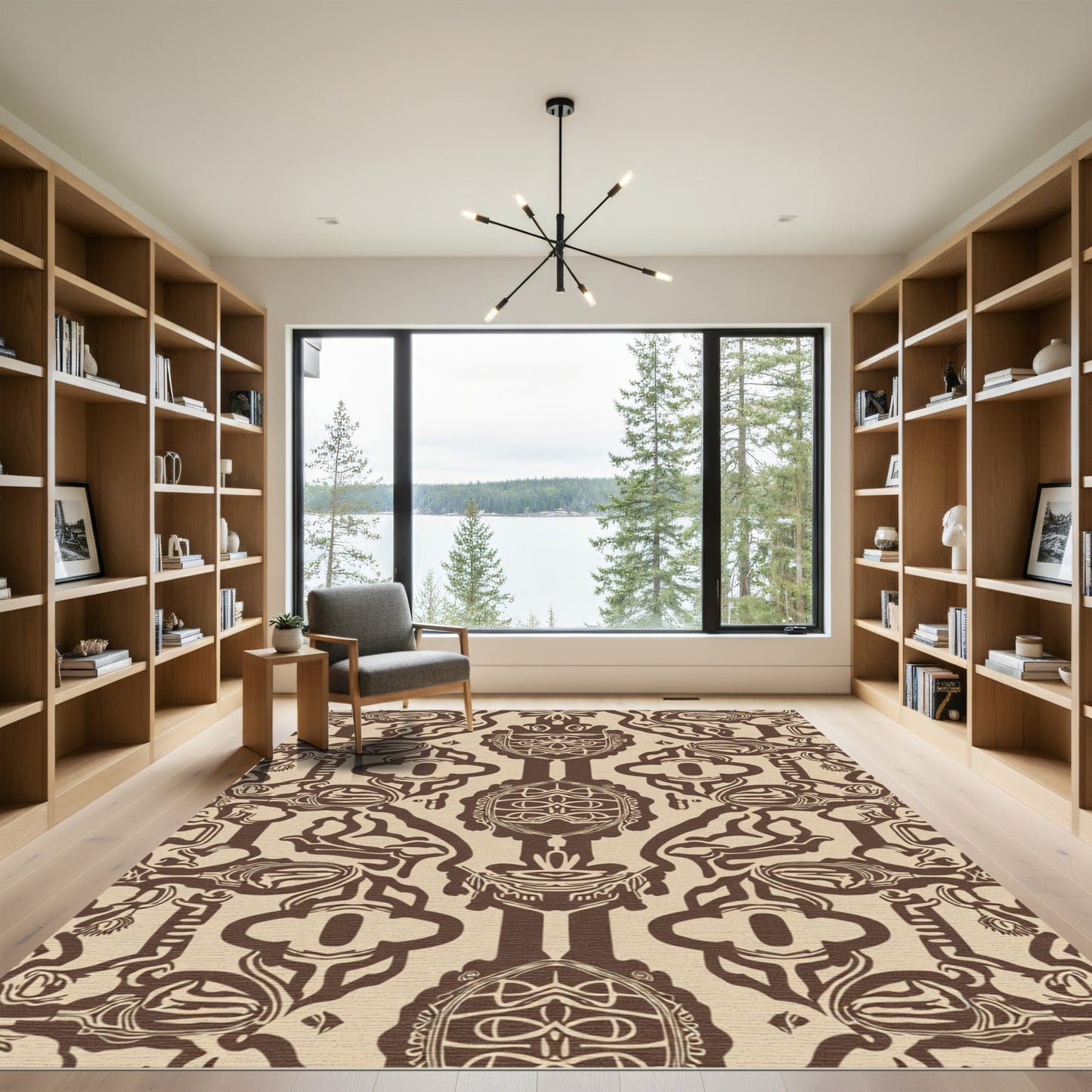 Sepia Abstract Tribal Shield Rug