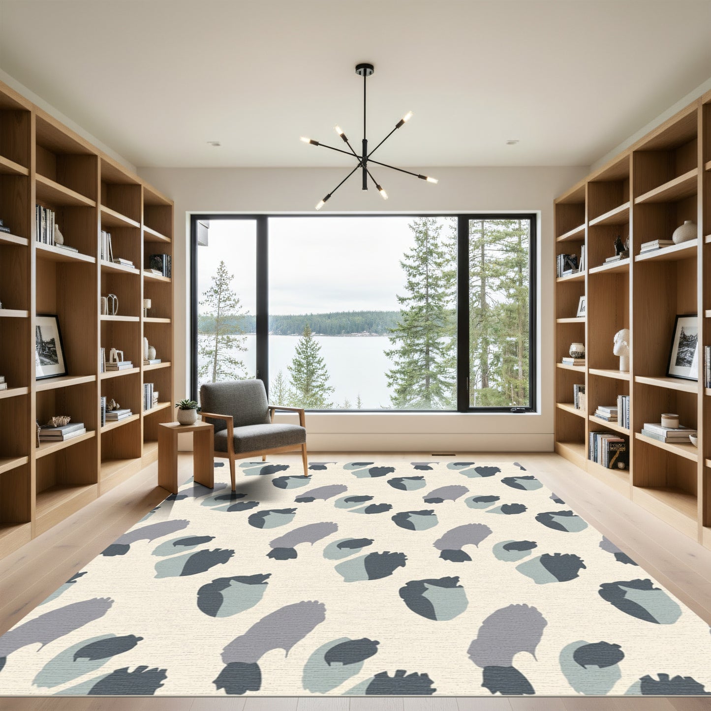Abstract Gray Leopard Spots Rug