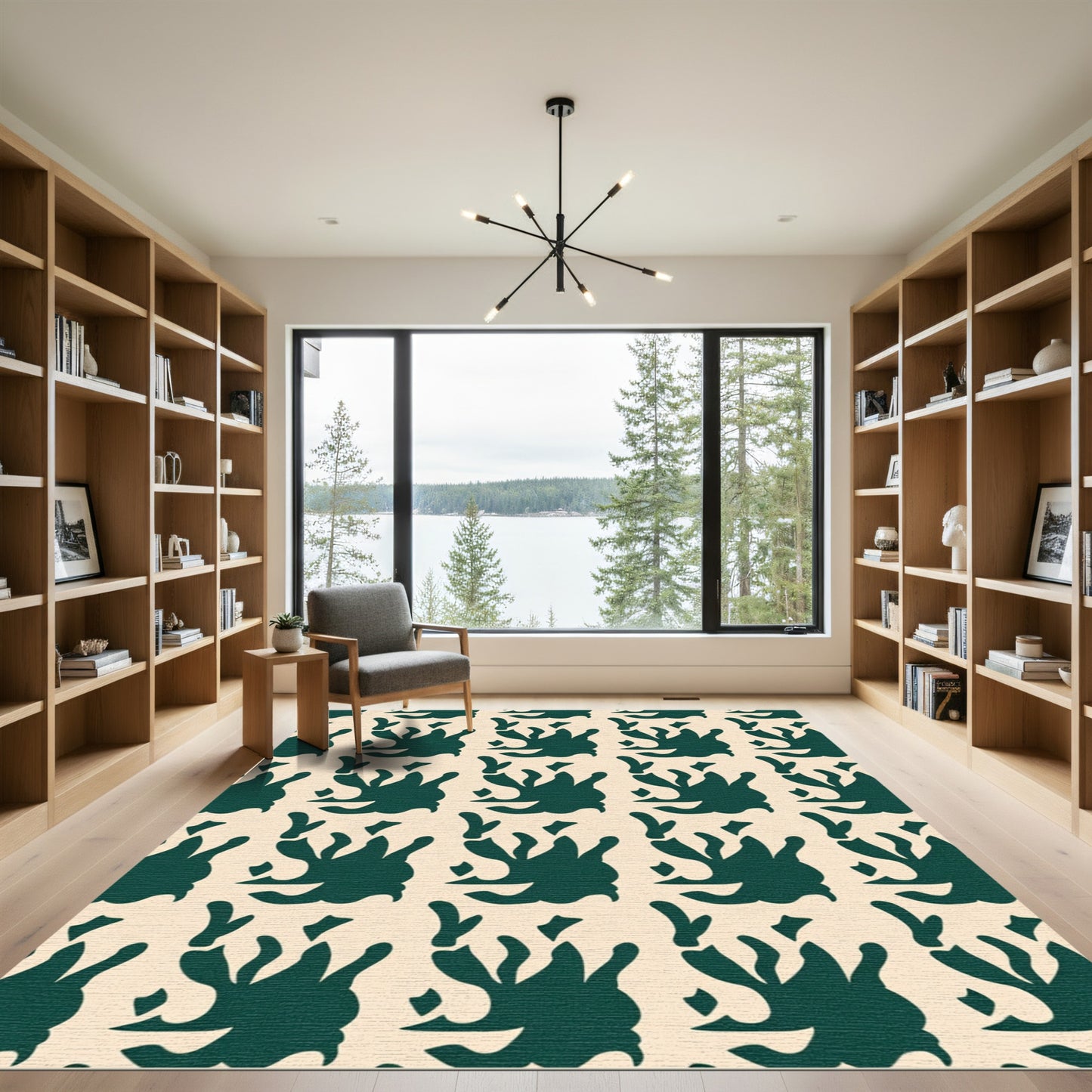 Deep Teal Organic Abstract Repeat Rug