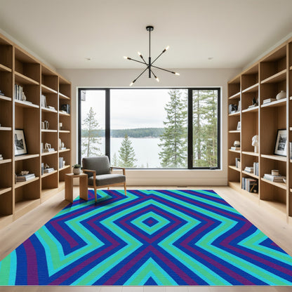 Bold Indigo Jagged Diamond Lines Rug