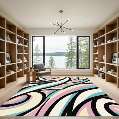 Pastel Swirl Abstract Contemporary Rug