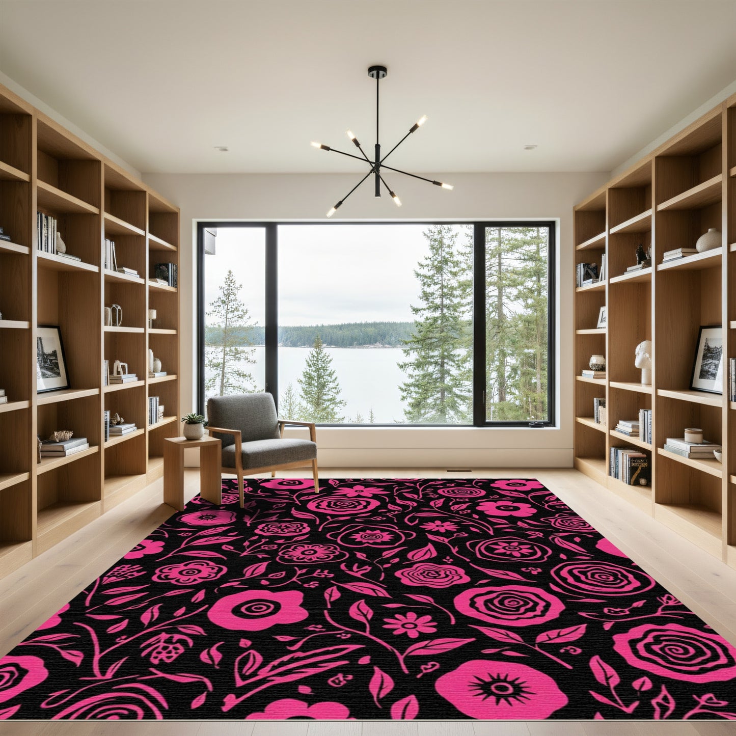 Hot Pink Floral Garden Vine Rug