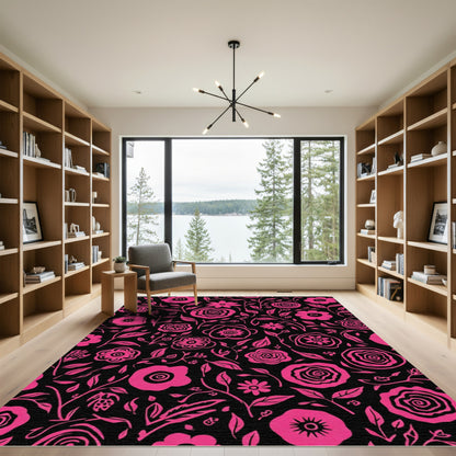 Hot Pink Floral Garden Vine Rug