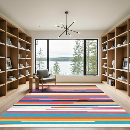 Vibrant Striped Color Block Rug